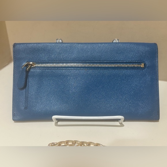 COPY - Prada Vitello Grain Blue Envelope Wallet w/unbranded Chain - Picture 7 of 14